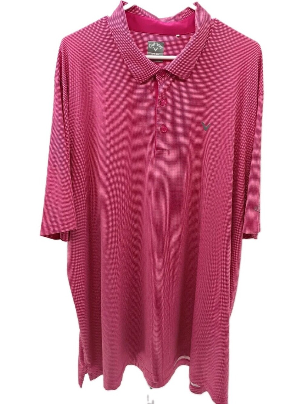 Callaway Opti Dri Polo Shirt Mens 3X Pinkish Red Grid Check Golf Sport Casual
